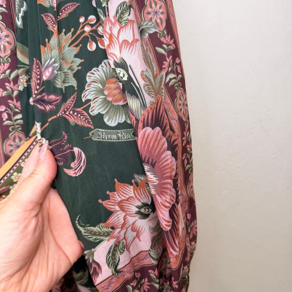 NWT Anthropologie Farm Rio Flowering Garden Tree Belted Puff Sleeve Mini Dress L - Picture 13 of 16